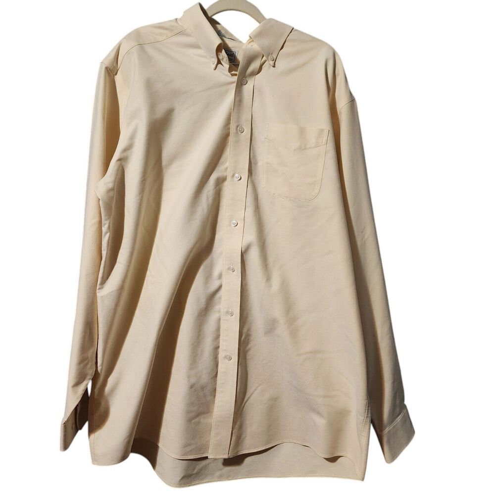 LL Bean Shirt Mens Large Tall Wrinkle Resistant Button Down Cotton  Yellow